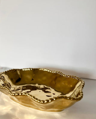 Gold Serving Bowl With Beaded Trim - Tableware - DesignedBy The Boss