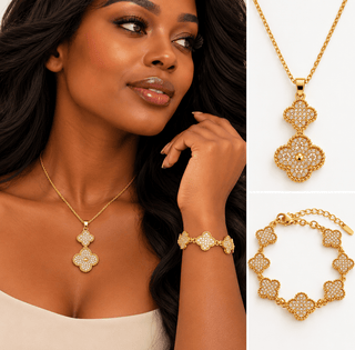 Golden Clover Elegance Necklace & Bracelet Set - DesignedBy The Boss