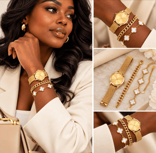 Golden Clover Layered Bracelet Set - DesignedBy The Boss