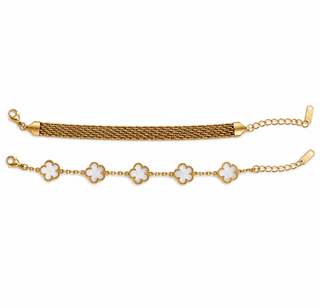 Golden Clover Layered Bracelet Set - DesignedBy The Boss