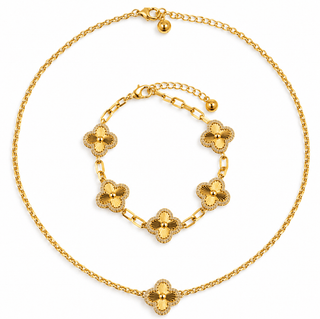 Golden Clover Necklace & Bracelet Set - DesignedBy The Boss