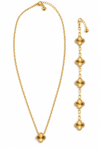 Golden Clover Necklace & Bracelet Set - DesignedBy The Boss