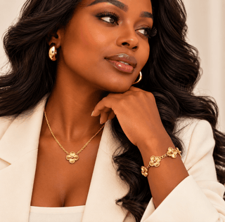 Golden Clover Necklace & Bracelet Set - DesignedBy The Boss