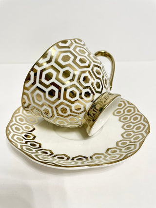 Golden Rim Cappuccino Cup With Saucer Set - Tea Cups - Cafe Cups For Latte (Coffee Cup + Saucer) - DesignedBy The Boss