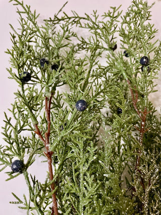 Green Cedar Branch With Blueberries - Frosted Christmas Spray (Pack Of 3) - DesignedBy The Boss