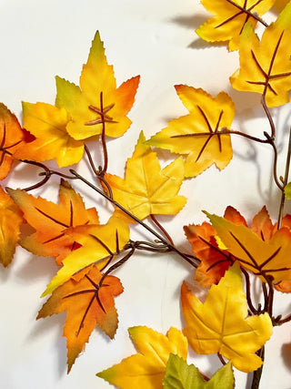 Green+Yellow Artificial Silk Maple Leaf Branch - Autumn Color - DesignedBy The Boss