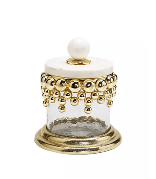 Hammered Glass Canister With Gold Details and Marble Lid - DesignedBy The Boss