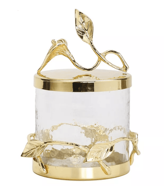 Hammered Glass Canister with Leaf Lid Design ( 3 Sizes) - DesignedBy The Boss