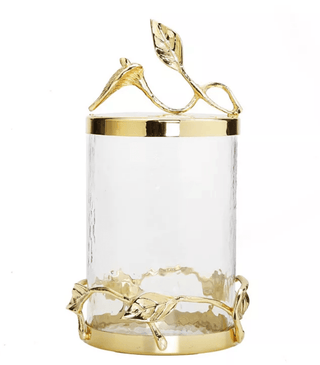 Hammered Glass Canister with Leaf Lid Design ( 3 Sizes) - DesignedBy The Boss