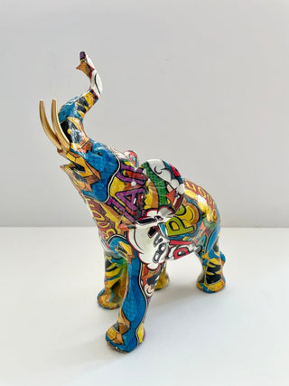 Hand-Painted Elephant Sculpture - Statue With Unique Resin Artwork - DesignedBy The Boss