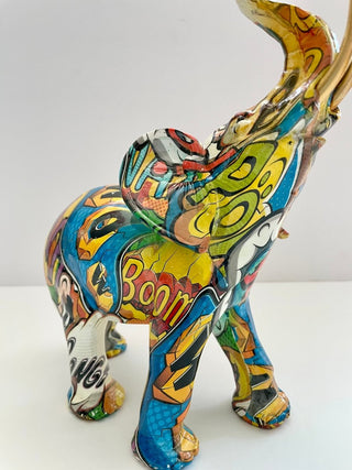Hand-Painted Elephant Sculpture - Statue With Unique Resin Artwork - DesignedBy The Boss