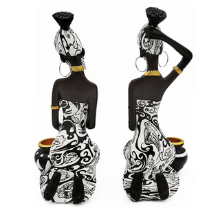 Handcrafted African Statues Tribal Lady Figurine - Art Sculptures ( Set Of 2) - DesignedBy The Boss