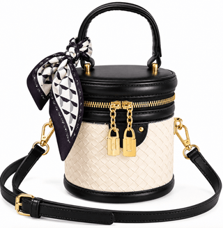 Ivory Elegance Mini Bucket Bag – Black & Cream - DesignedBy The Boss