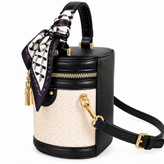Ivory Elegance Mini Bucket Bag – Black & Cream - DesignedBy The Boss