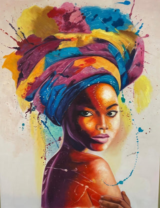 La Belle Negress - Original African Lady Painting Black Girl Artwork Gold Modern Woman Wall Art African Canvas Paintings - DesignedBy The Boss