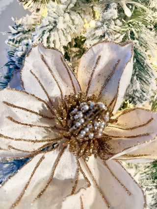 Large Christmas Poinsettia Pick - Christmas Tree Embellishment 22" Tall - DesignedBy The Boss