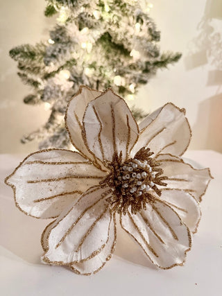 Large Christmas Poinsettia Pick - Christmas Tree Embellishment 22" Tall - DesignedBy The Boss