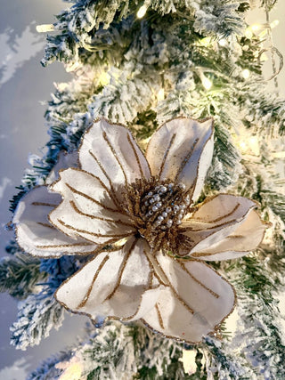 Large Christmas Poinsettia Pick - Christmas Tree Embellishment 22" Tall - DesignedBy The Boss