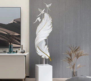 Large Floor Resin Sculpture - Modern Luxury Peacock Feather Decor - Luxury Sculpture - DesignedBy The Boss