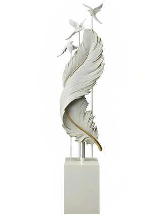 Large Floor Resin Sculpture - Modern Luxury Peacock Feather Decor - Luxury Sculpture - DesignedBy The Boss