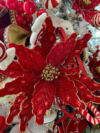 Large Glitter Velvet Poinsettia Stem - DesignedBy The Boss