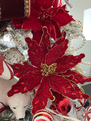 Large Glitter Velvet Poinsettia Stem - DesignedBy The Boss