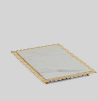 Large Marble Tray With Gold Ripple Edge - DesignedBy The Boss