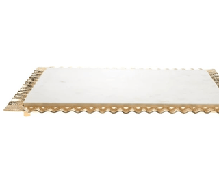Large Marble Tray With Gold Ripple Edge - DesignedBy The Boss
