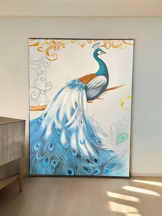 Large Peacock Wall Art - High Quality Oil Painting 47"Tall - DesignedBy The Boss