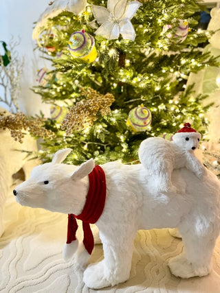 Large Walking Polar Bear Mom and Baby - Arctic Animal Figurines, Winter Wonderland Decorations - DesignedBy The Boss