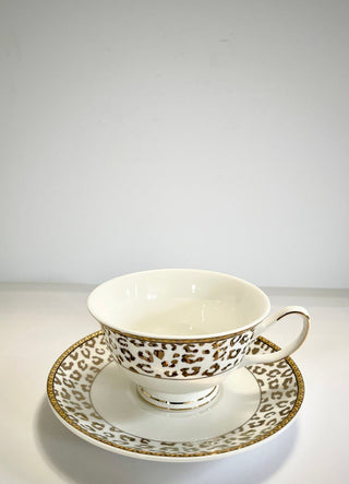 Leopard Golden Rim Bone China Coffee Cup Set - DesignedBy The Boss