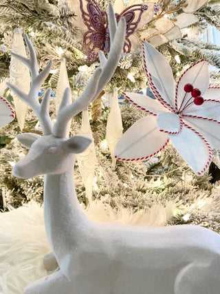 Light Pink Snowy Sitting Deer Christmas Decor - DesignedBy The Boss