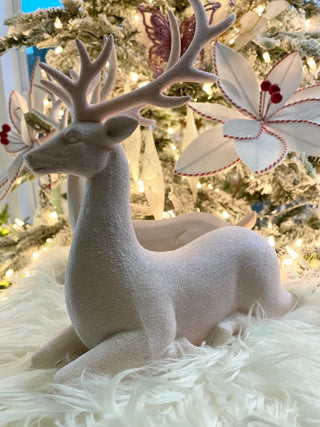 Light Pink Snowy Sitting Deer Christmas Decor - DesignedBy The Boss