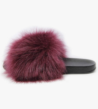 Luxe Black Faux Fur Slide Sandals - DesignedBy The Boss