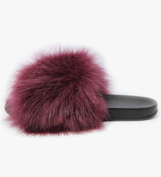 Luxe Black Faux Fur Slide Sandals - DesignedBy The Boss