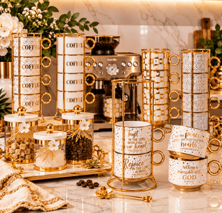 Luxe White & Gold Coffee Mugs – Set of 4 - DesignedBy The Boss