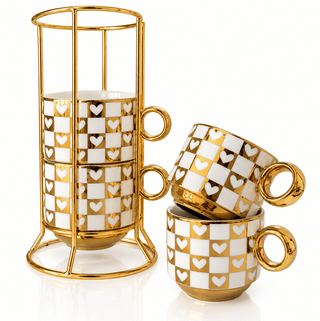 Luxe White & Gold Coffee Mugs – Set of 4 - DesignedBy The Boss