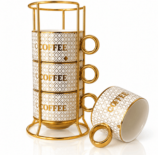Luxe White & Gold Coffee Mugs – Set of 4 - DesignedBy The Boss