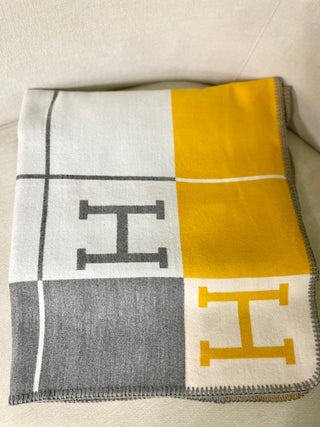 Luxury Letter H Wool Throw Blanket - H Double - Sided Thick Knitted Blanket - Soft and Comfortable - High Quality Fabric Regular price - DesignedBy The Boss