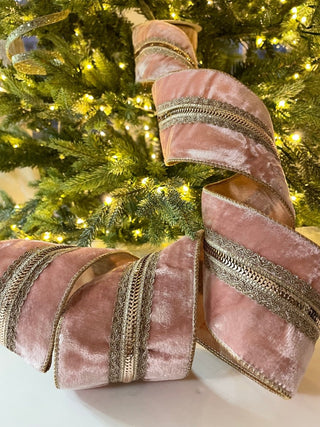 Luxury Pink Velvet Ribbon - Holliday Decor Width 4 in - DesignedBy The Boss