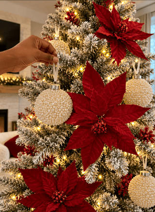 Luxury Red Velvet Poinsettia Christmas Stem- Tall - DesignedBy The Boss