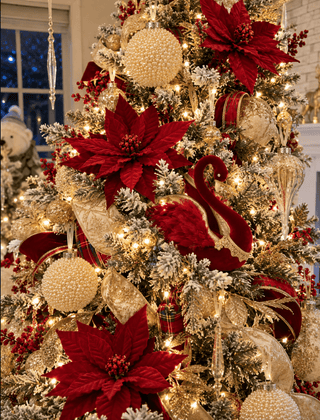 Luxury Red Velvet Poinsettia Christmas Stem- Tall - DesignedBy The Boss