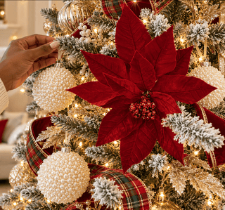 Luxury Red Velvet Poinsettia Christmas Stem- Tall - DesignedBy The Boss