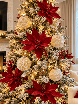 Luxury Red Velvet Poinsettia Christmas Stem- Tall - DesignedBy The Boss