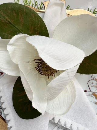 Magnolia Flower Napkin Ring White Table Decor By Designed By The Boss (Set Of 2 Pcs) - DesignedBy The Boss