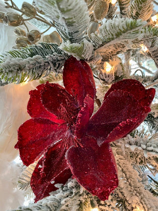 Magnolia Red Micro Beaded Gem Sequin Pick - Christmas Ornament (Set Of 3) - DesignedBy The Boss