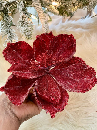 Magnolia Red Micro Beaded Gem Sequin Pick - Christmas Ornament (Set Of 3) - DesignedBy The Boss