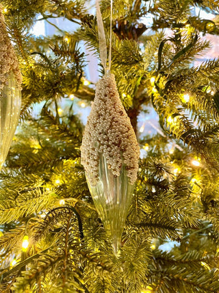 Mint Green Glitter Teardrop Ornaments ( Set Of 4) - DesignedBy The Boss