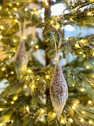 Mint Green Glitter Teardrop Ornaments ( Set Of 4) - DesignedBy The Boss