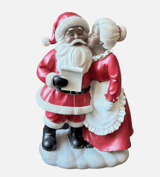 Mr & Mrs Santa Claus Kissing Figurine Statue - Holiday Decor - DesignedBy The Boss